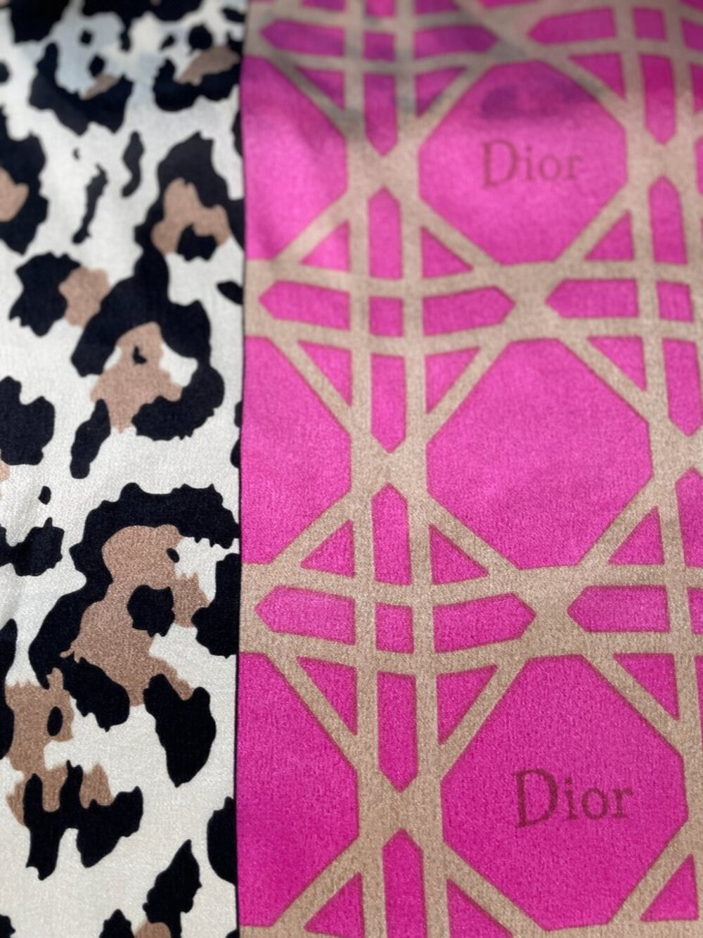 Vintage Christian Dior Silk Chiffon Scarf Leopard Pink Logo 66" x 24" - Picture 9 of 16